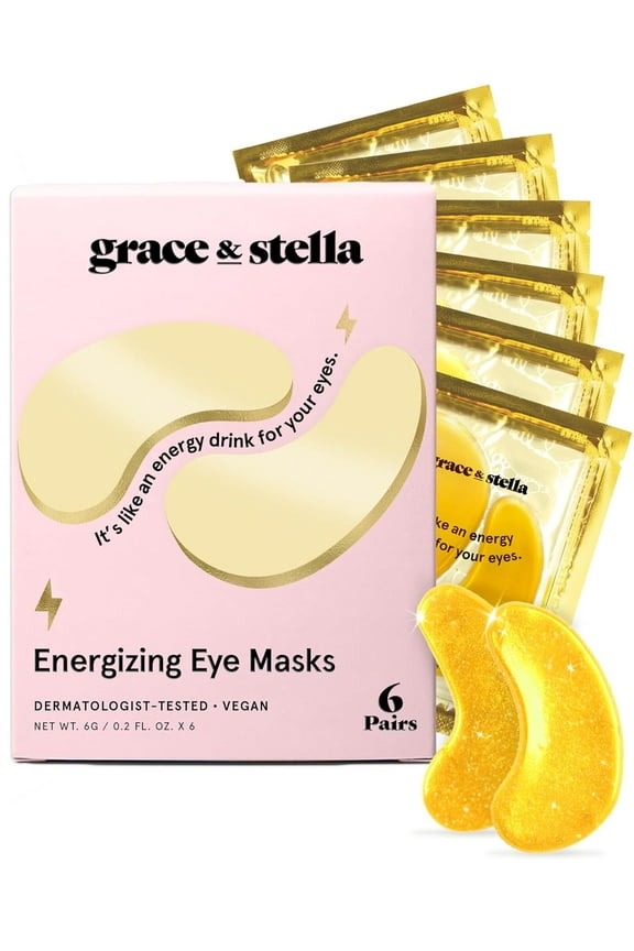 Energizing Under Eye Mask - Gold 6 Pairs - Gel Eye Patches for Dark Circles, Puffy Eyes, Wrinkles, Undereye Bags