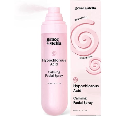 Grace & Stella Hypochlorous Acid Face & Body Spray, Acne Care & Redness Relief Mist, Gentle Soothing Formula for Sensitive Skin, 120 ml (4 fl oz)