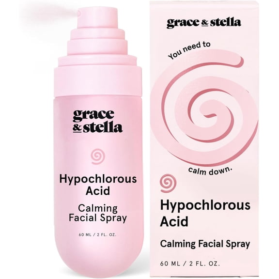 Grace & Stella Hypochlorous Acid Face & Body Spray, Calming Acne & Redness Relief Mist, Soothing for Sensitive Skin, 60 ml (2 fl oz)