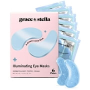 Grace & Stella Illuminating Under Eye Mask - Blue 6 pairs - Gel Eye Patches for Dark Circles, Puffy Eyes, Wrinkles, Undereye Bags