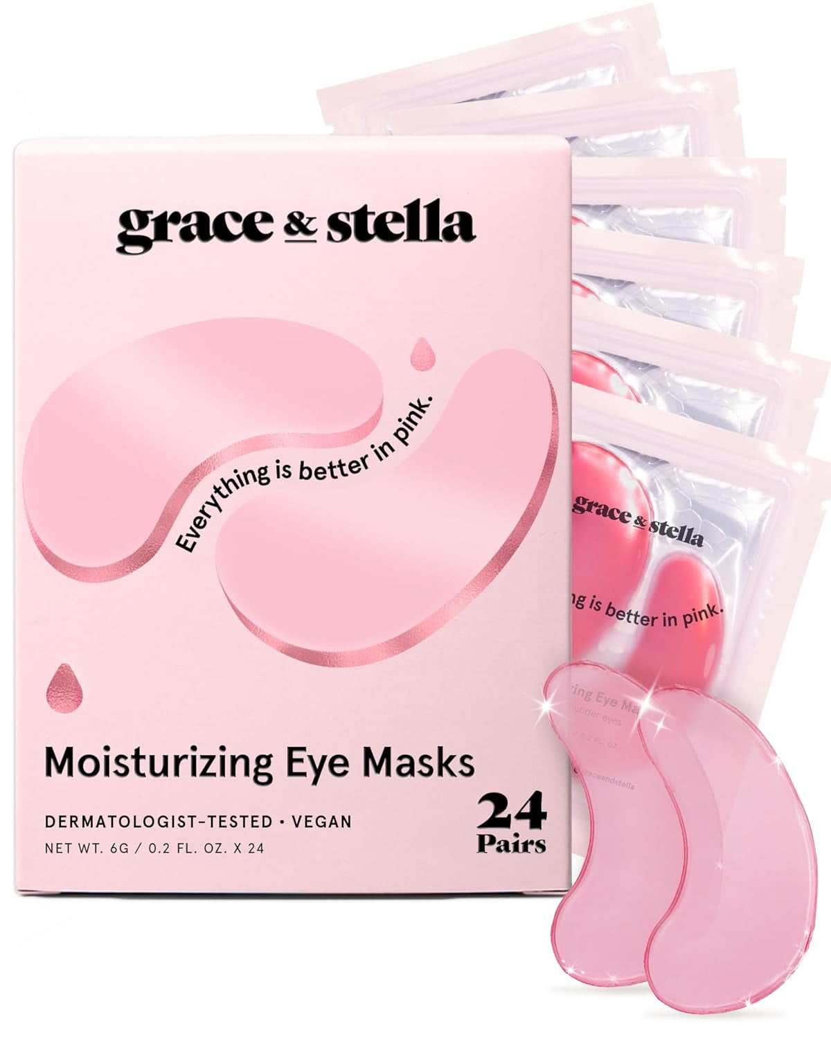Grace & Stella Moisturizing Under Eye Mask - Pink - 24 Pairs