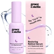 Grace & Stella Retinol Face Serum with Hyaluronic Acid, Smoothing Anti-Aging Treatment for Fine Lines & Wrinkles, for Al