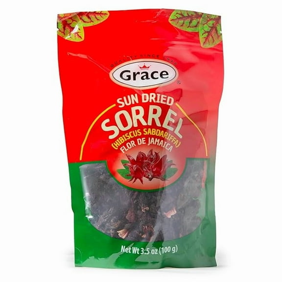 Grace Sun Dried Jamaica Sorrel Flower, 3.5 oz Bag, Shelf Stable