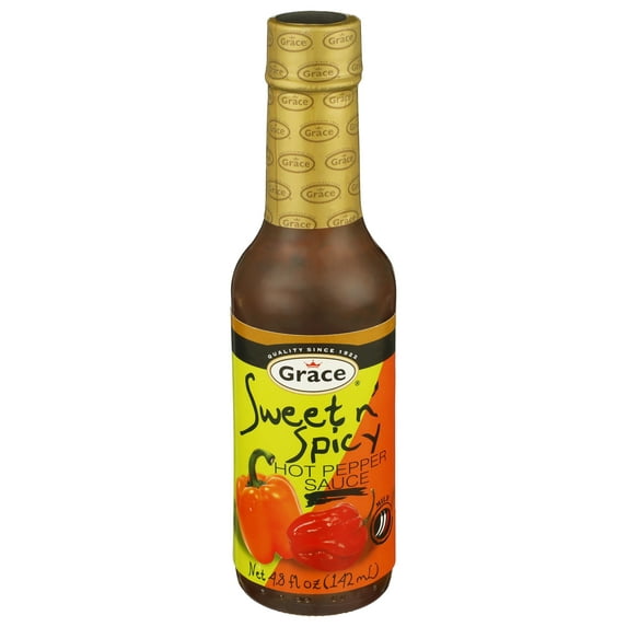 Grace Sweet N' Spicy Hot Pepper Sauce, 4.8 fl oz, Mild Caribbean Flavor, Product of Jamaica