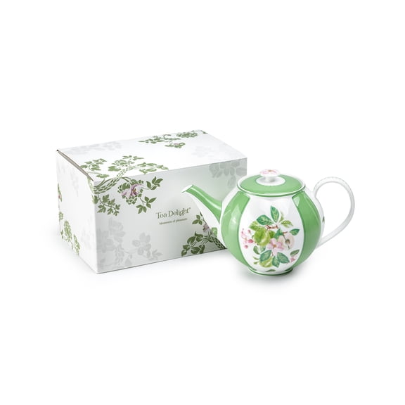 Grace Teaware Apple Blossom 42oz Bone China Teapot with Gift Box