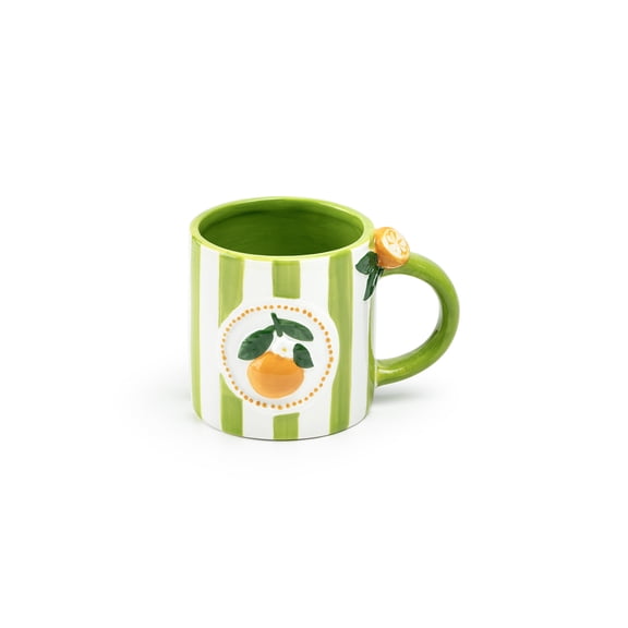 Grace Teaware Orange Green 14oz Stripe Mug Potter's Studio