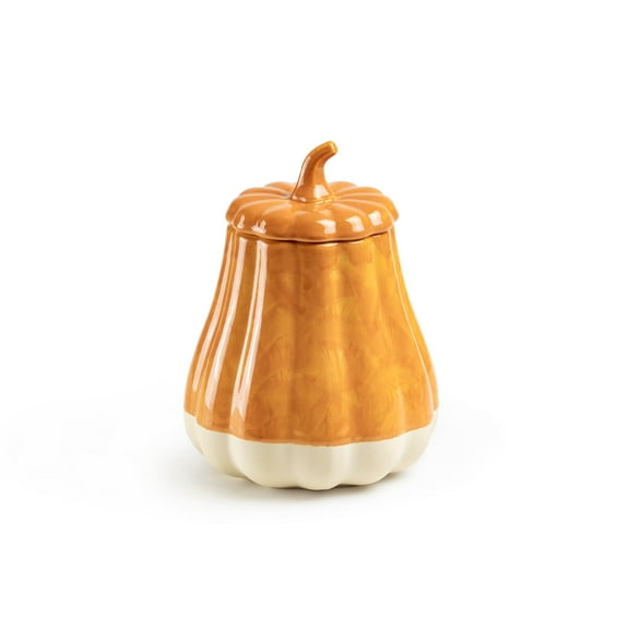 Grace Teaware Orange Pumpkin Figural 1.7qt Reactive Glaze Jar with Silicone Seal Lid
