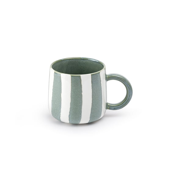 Grace Teaware Sage Green Striped 12oz Coffee Mug Potter's Studio