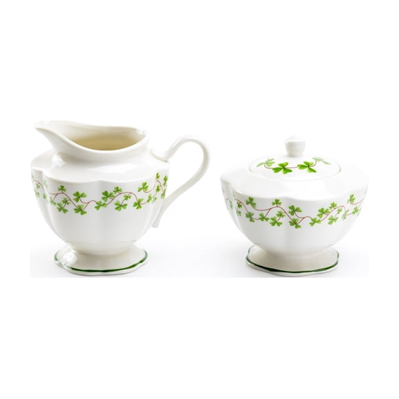 Grace Teaware Shamrock Fine Porcelain Sugar and Creamer Set