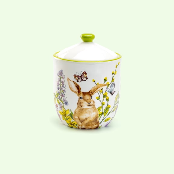 Grace Teaware Spring Garden Bunny 6.5" Tall Medium Size Canister