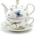 thumbnail image 1 of Grace Teaware Summer Garden Butterfly Drangonfly Fine Porcelain Tea For One Set, Regular, 1 of 4