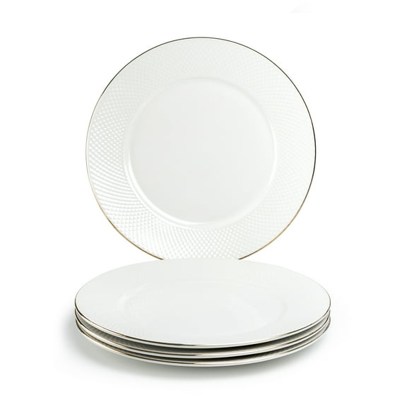 Grace Teaware White Gold Sia 10.5" Fine Porcelain Dinner Plate Set of 4 Monterey Bay