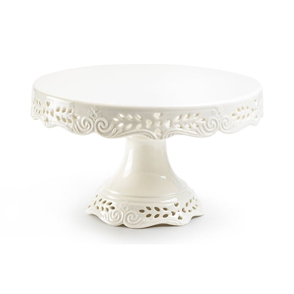 Grace Teaware White Victorian Fine Porcelain 10" Cake Stand
