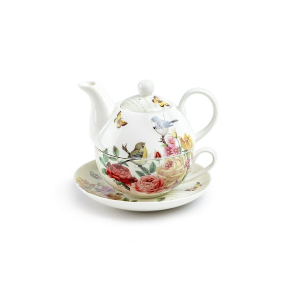 Grace Teaware Yellow Rose Garden Fine Porcelain Tea For One Set