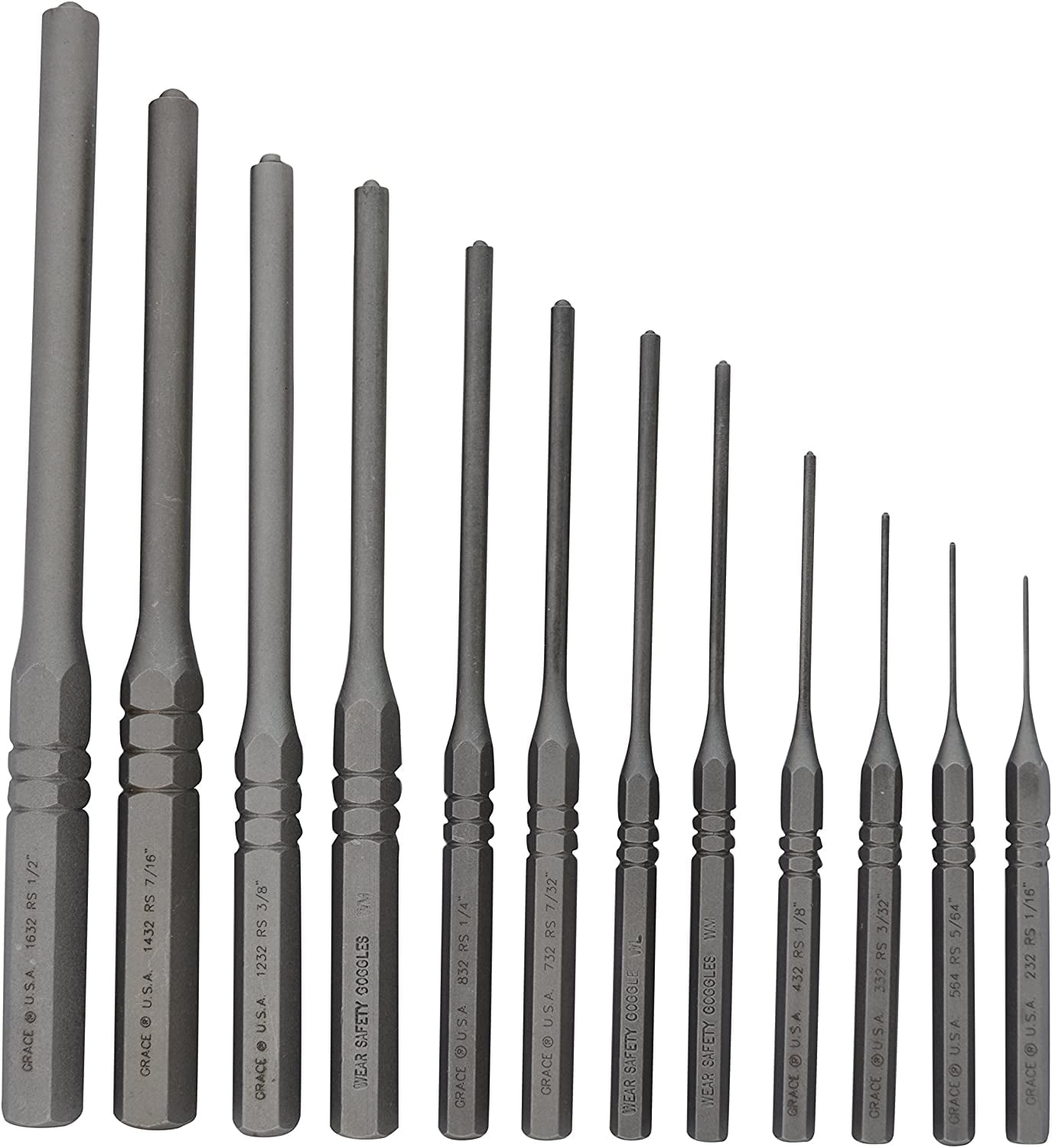 Grace USA - 12 pc Professional Steel Roll Pin Punch Set - Walmart.com