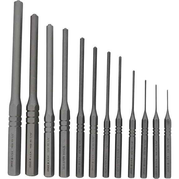 Grace USA - 12 pc Professional Steel Roll Pin Punch Set