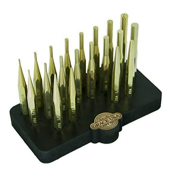 Grace USA 20 Piece Brass Punch Set w/Bench Block