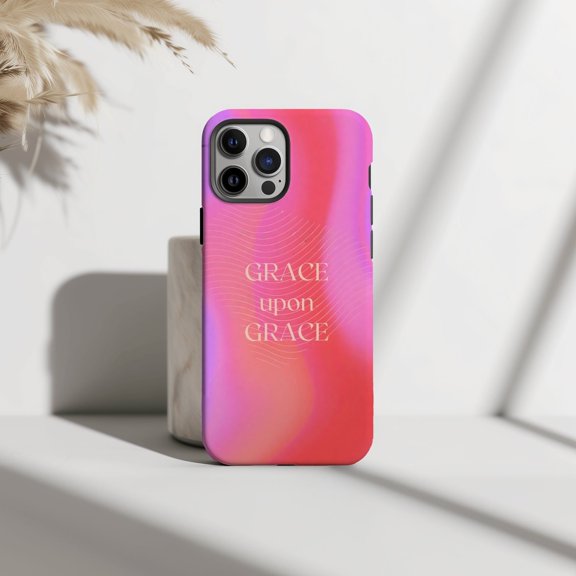 Grace Upon Grace Christian Bible Verse Tough Phone Case, Dual-Layer Protective Cover for iPhone