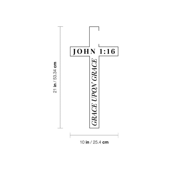 Grace Upon Grace - John 1:16 - Black 21" x 10" Bible Wall Decal Vinyl Sticker
