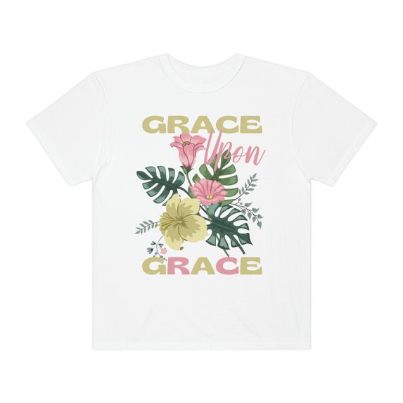 Grace Upon Grace Shirt Hawaiian Shirt Women Flower Shirt Botanical Shirt