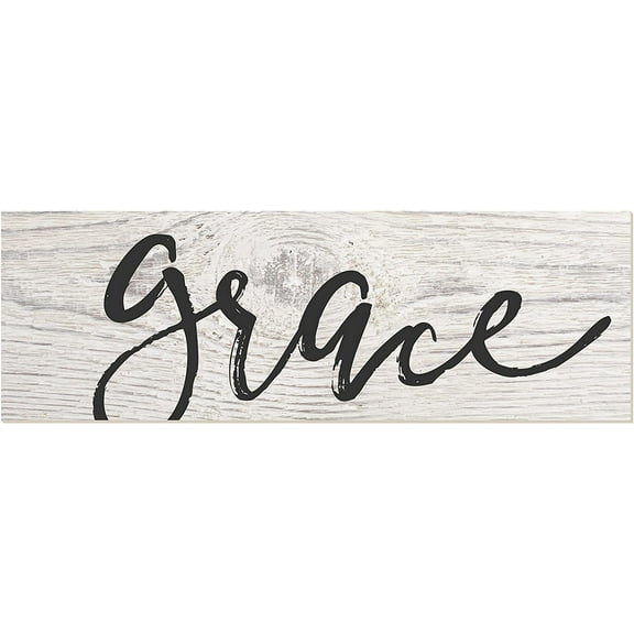 Grace White Rustic Wood Wall Sign 6x18