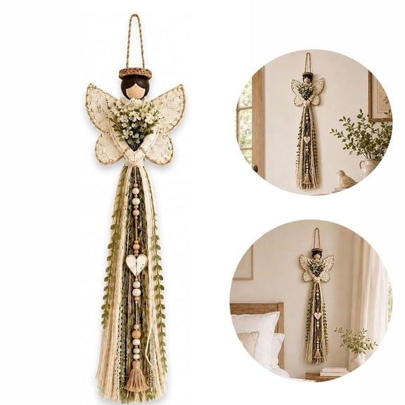 Grace in Bloom Angel Wall Hanging,Angel Wings Wall Decor,Angel Wings Macrame Wall Decor with Butterfly, Faith Prayer Blessed, Blessed Home Craft Gift