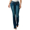 thumbnail image 1 of Grace in LA Aztec Embroidered Mid Rise Bootcut Jeans, Size 29, 1 of 2