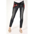 thumbnail image 1 of Grace in LA Jeans Women's Black Floral Embroidered Junior Fit Skinny Stretch Jeans (29), 1 of 4