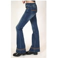 thumbnail image 1 of Grace in LA Jeans Women's Dark Wash Leopard Print Detailed Flare Stretch Jeans in 32" Inseam (28), 1 of 4