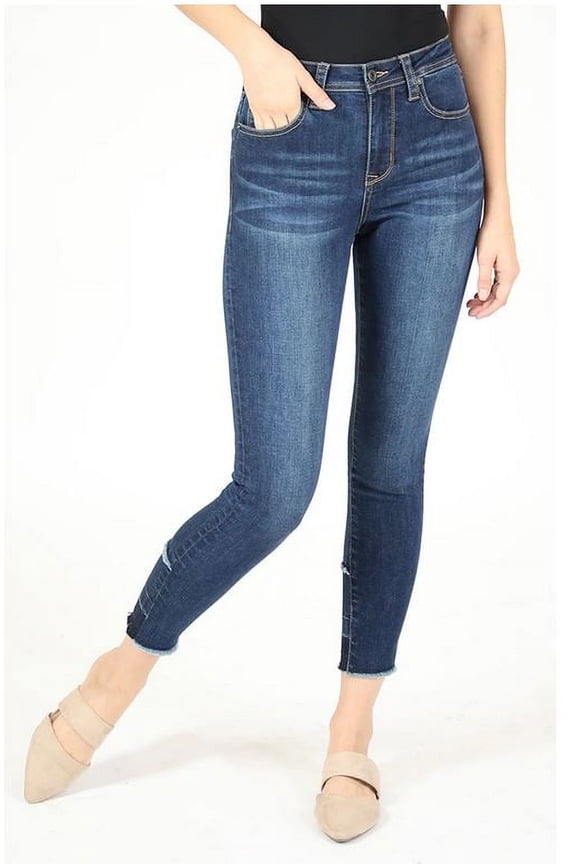 Jeans Women's Dark Wash Release Hem High Waisted Skinny Stretch Jeans (29)