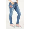 thumbnail image 1 of Grace in LA Jeans Women's Distressed Floral Embroidered Junior Fit Skinny Stretch Jeans (30), 1 of 4