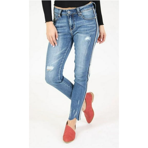 Grace in LA Jeans Women's Distressed Side Stripe Skinny Stretch Jeans (26)