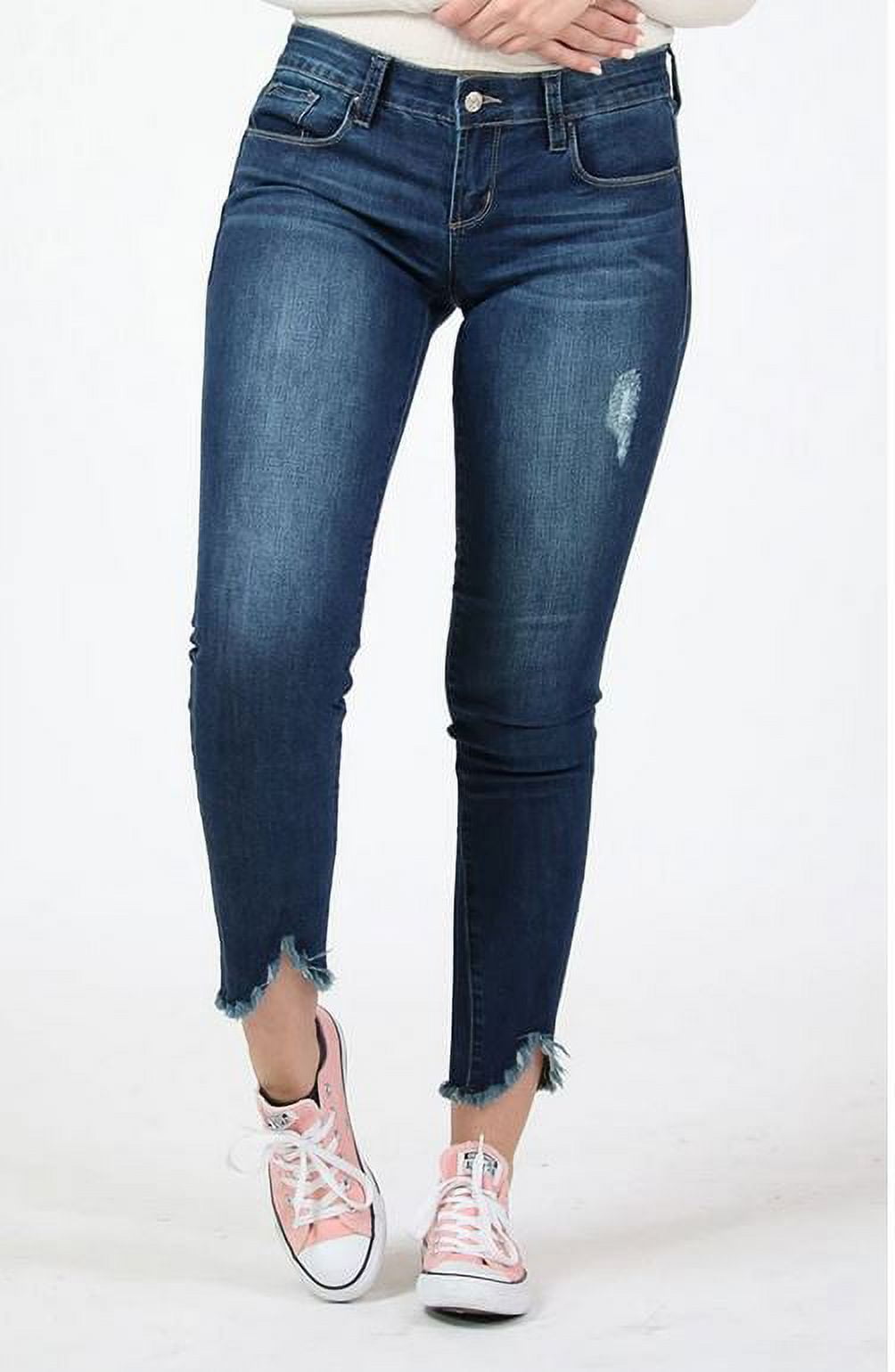 Uneven frayed shop hem jeans