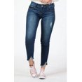 thumbnail image 1 of Grace in LA Jeans Women's Distressed Uneven Unfinished Hem Junior Fit Skinny Stretch Jeans (25), 1 of 4