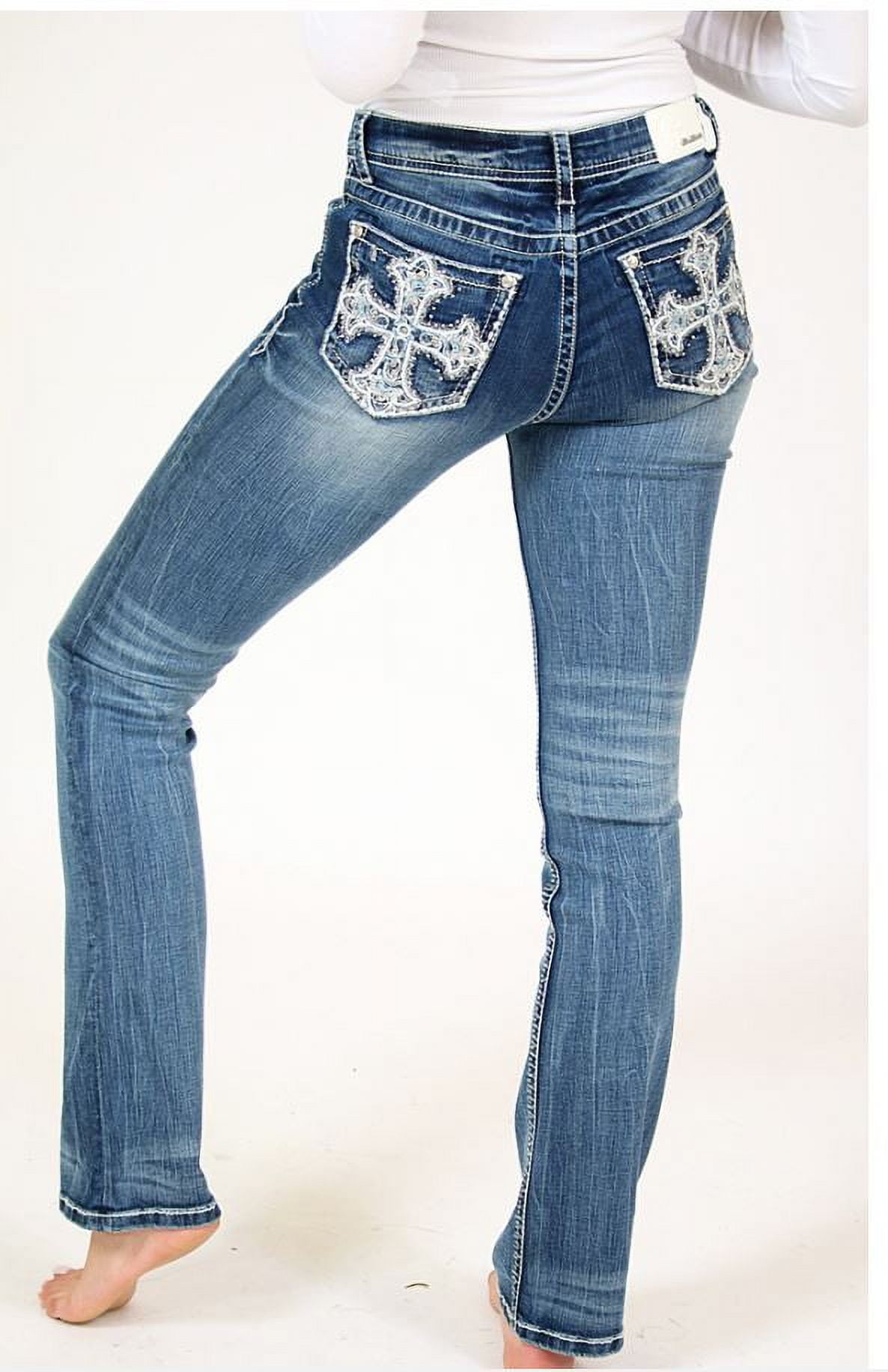 Grace in LA Jeans Women s Embellished Cross Easy Fit Bootcut Jeans 26