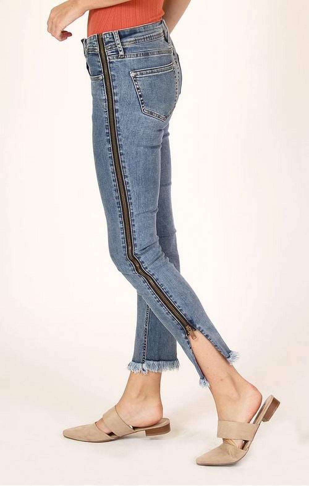 Side Zip Irregular Bottom Skinny Jeans. Plus Size Clothes Online Shop  Singapore - Large Size Clothing Shop