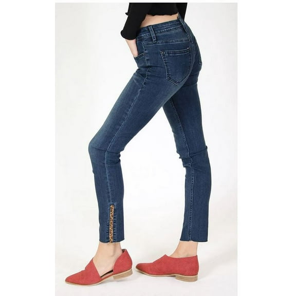 Grace in LA Jeans Women's Leopard Print Ankle Side Stripe Junior Fit Skinny Stretch Jeans (24)