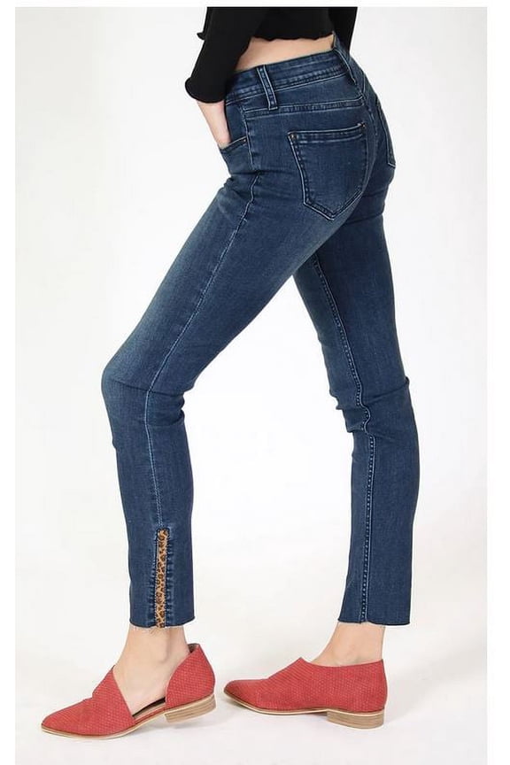 Jeans Women's Leopard Print Ankle Side Stripe Junior Fit Skinny Stretch Jeans (31)