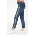 thumbnail image 1 of Grace in LA Jeans Women's Leopard Side Stripe Boyfriend Junior Fit Stretch Jeans (29), 1 of 4