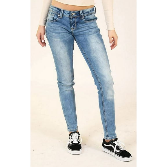 Grace in LA Jeans Women's Light Wash Distressed Junior Fit Skinny Stretch Jeans (25)