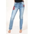 thumbnail image 1 of Grace in LA Jeans Women's Red Floral Embroidered Easy Fit Bootcut Stretch Jeans (28), 1 of 4