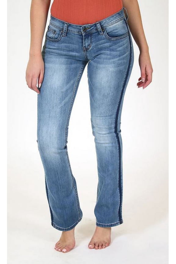 Jeans Women's Side Stripe Easy Fit Bootcut Stretch Jeans (28)