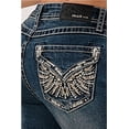 thumbnail image 1 of Grace in LA Women's Angel Wings Embellished Flap Pockets Bootcut Stretch Jeans (30), 1 of 3