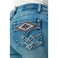 thumbnail image 1 of Grace in LA Women's Aztec Embroidered Faux Flap Pockets Bootcut Stretch Jeans (30, Blue), 1 of 3