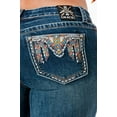 thumbnail image 1 of Grace in LA Women's Aztec Multi Color Embroidered Pockets Bootcut Stretch Jeans (27, Blue Stonewashed), 1 of 3