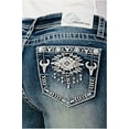 thumbnail image 1 of Grace in LA Women's Aztec Steer Head Rhinestone Embroidered Bootcut Stretch Jeans (33), 1 of 3
