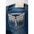 thumbnail image 1 of Grace in LA Women's Aztec Western Embroidered Distressed Bootcut Stretch Jeans (28, Blue), 1 of 3