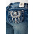 thumbnail image 1 of Grace in LA Women's Aztec Western Embroidered Feather Bootcut Stretch Jeans (25, Blue), 1 of 3
