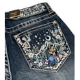 thumbnail image 1 of Grace in LA Women's Cactus Floral Embroidered Bootcut Stretch Jeans (33, Blue), 1 of 4