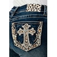 thumbnail image 1 of Grace in LA Women's Cheetah Cross Pattern Embroidered Stretch Bootcut Jeans (30, Blue), 1 of 3